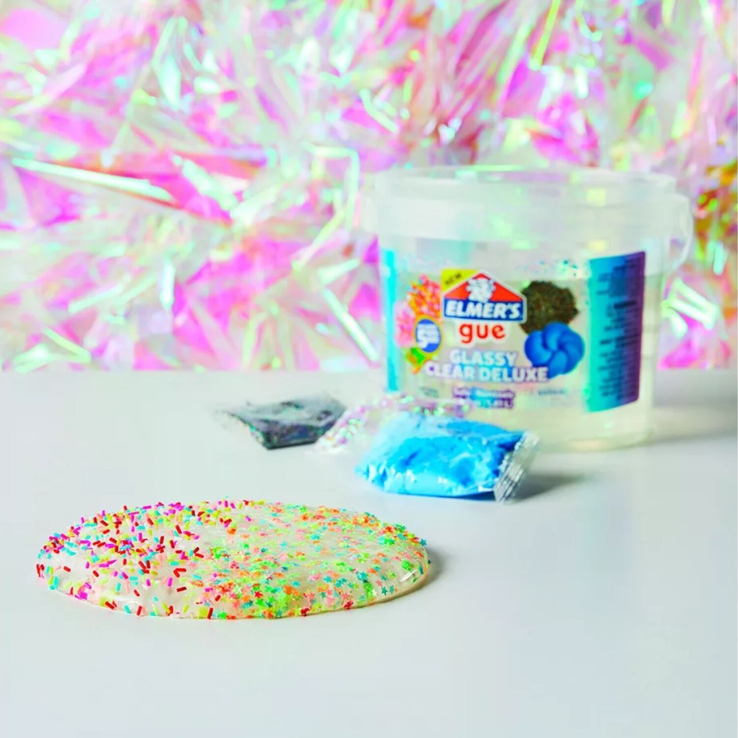 Elmer's Kit Slime Gue Glassy Clear Deluxe Balde 1.4l 5 Toppings image number 5.0