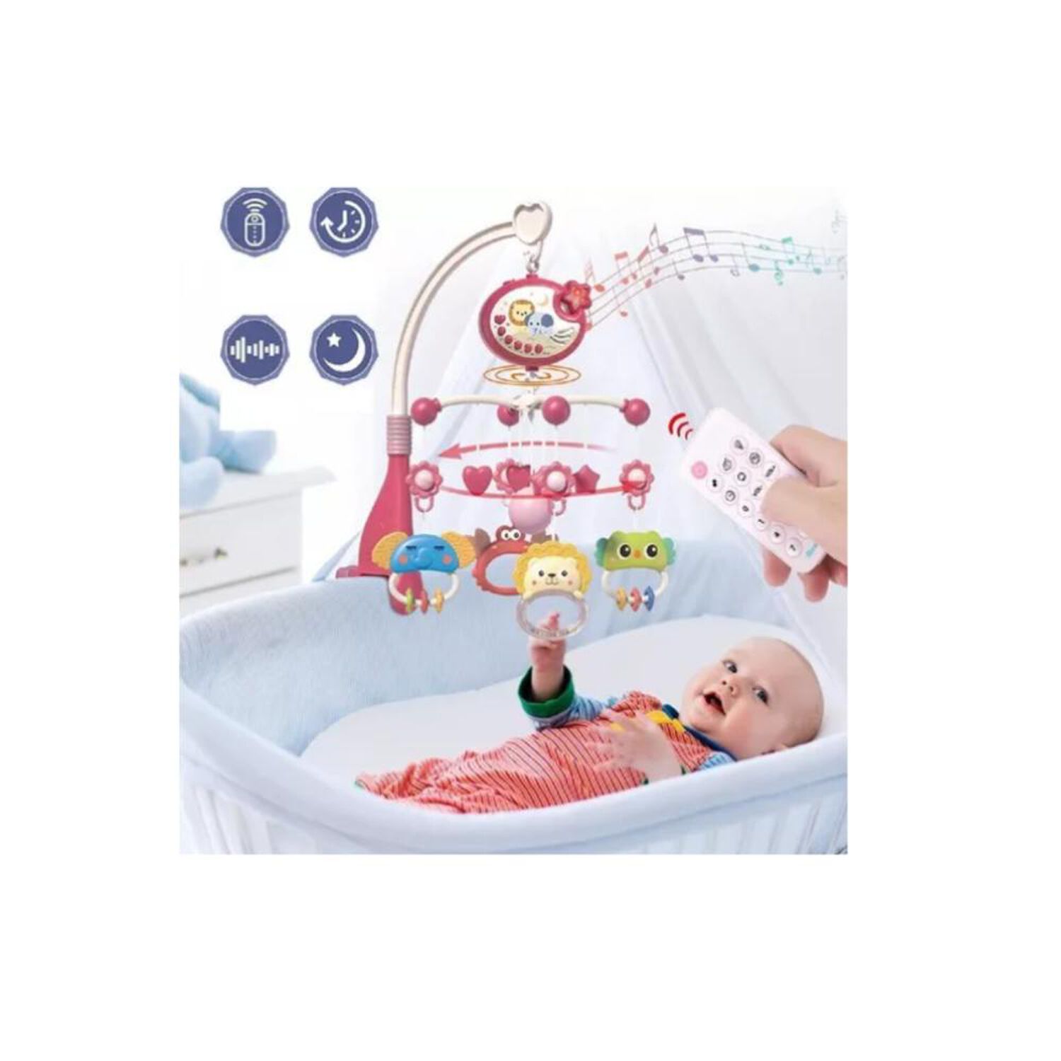 M&oacute;vil De Bebe Sonajero Musical Giratorio 360&deg; Cuna Y Coche image number 8.0
