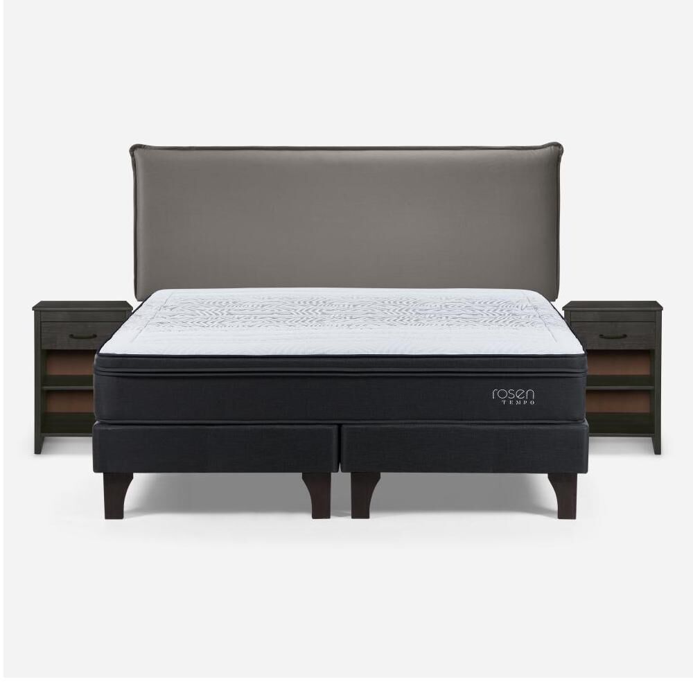 Cama Europea Rosen Tempo / King / Base Dividida + Set De Maderas Maurice Gris image number 0.0