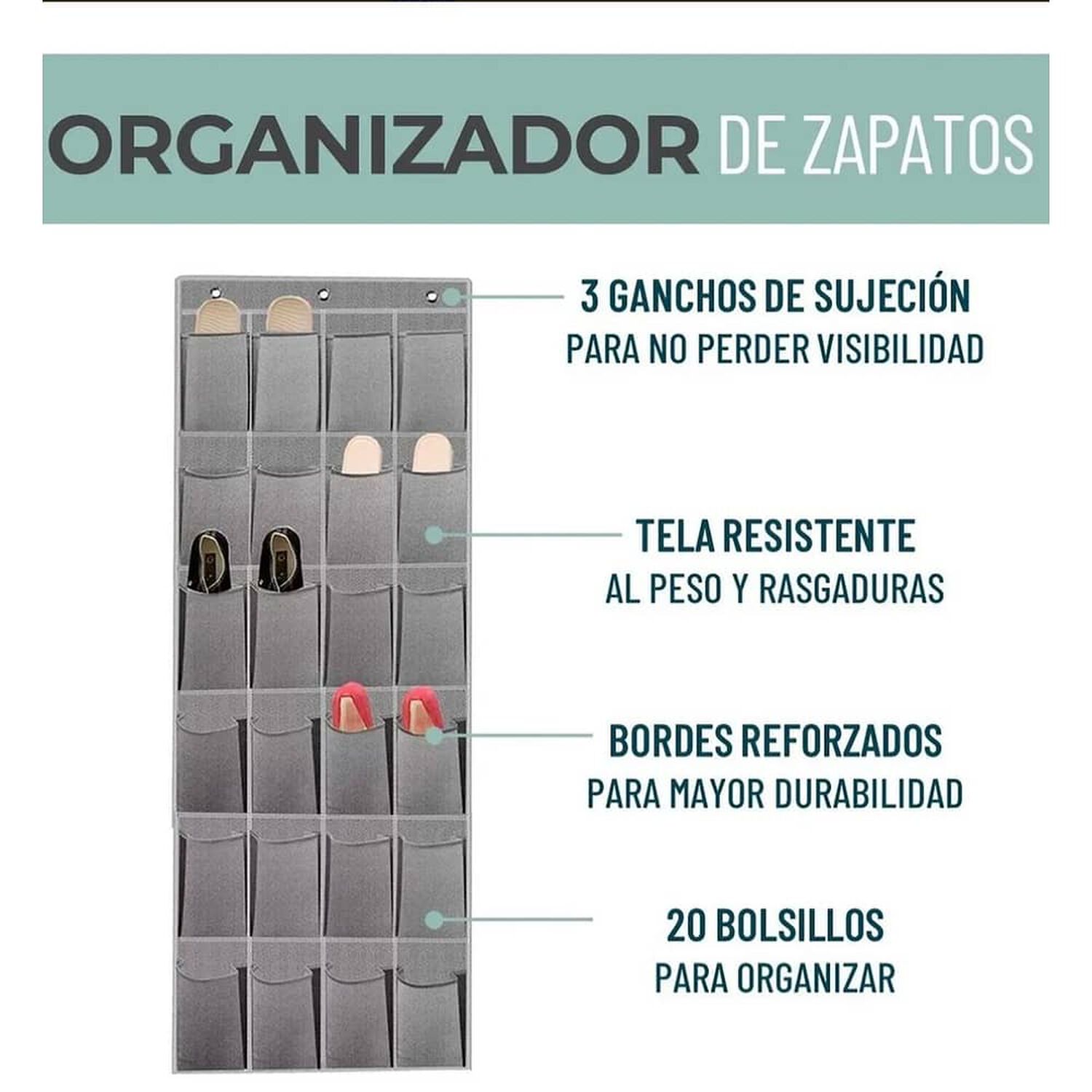Organizador Zapatos Colgante Puerta 24 Pares image number 1.0