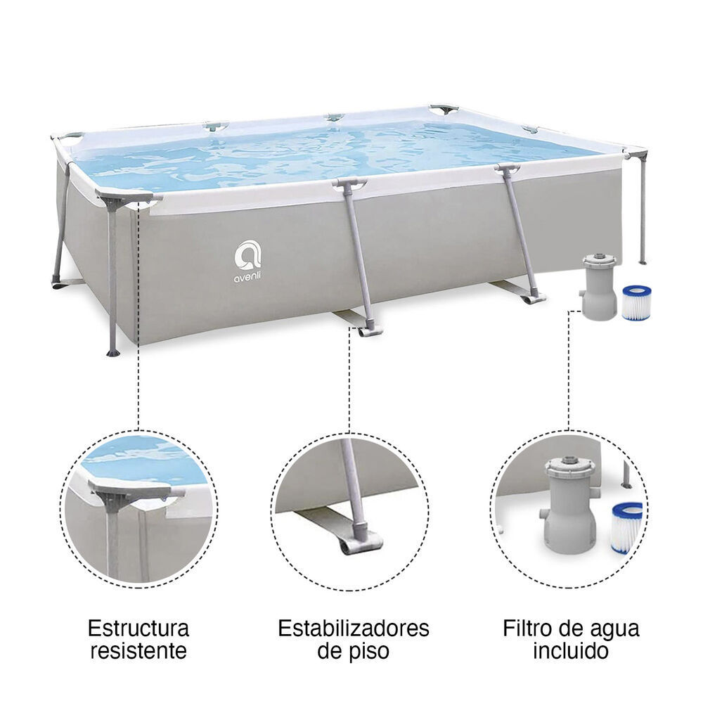 Piscina Con Filtro 3701 Litros 65x207x300 Cm Gris image number 3.0