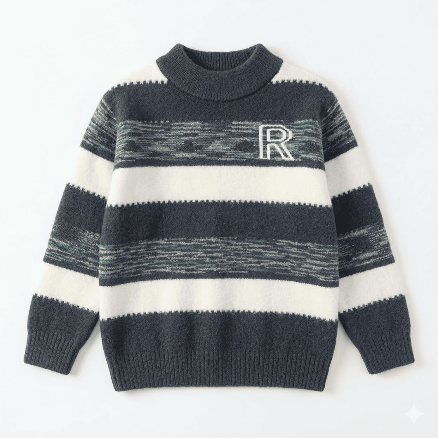 Sueter Ni&ntilde;o Invierno Tejido Rayado Cuello Alto Moda Infantil image number 0.0