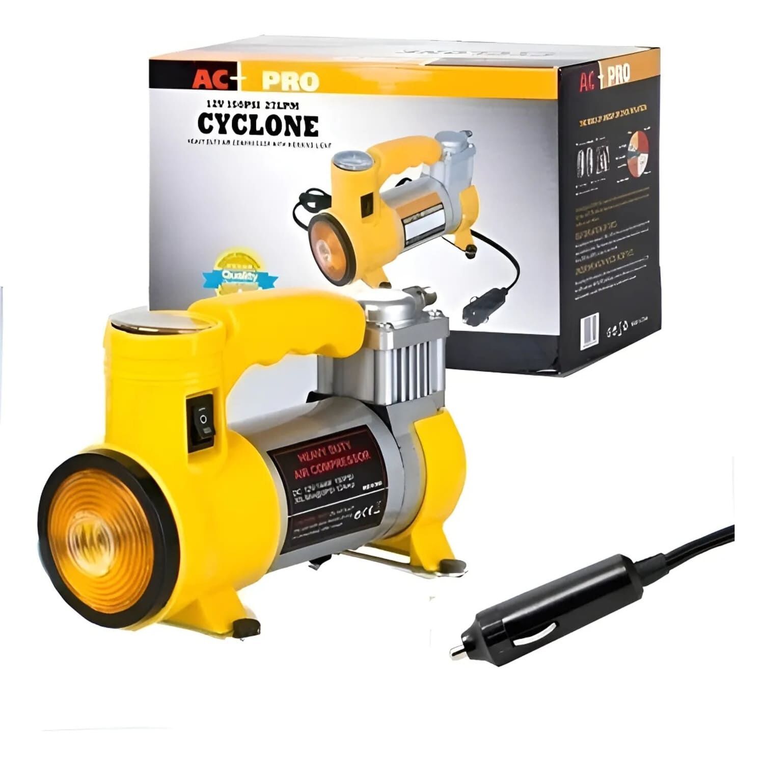 Compresor Aire Vehiculos Ciclas Inflador 2 Cilindros Amarillo 12v image number 4.0