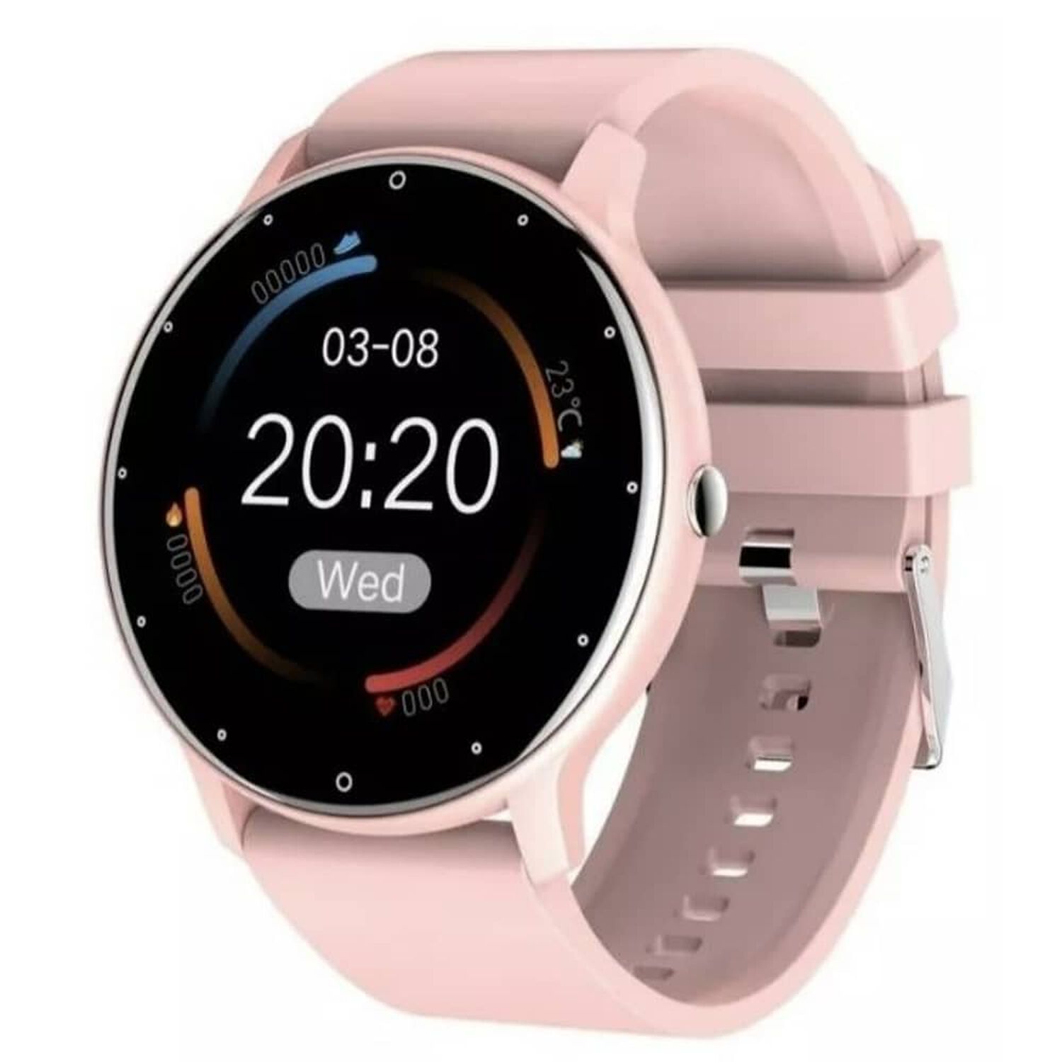Smartwatch Gen&eacute;rica Zl02 Caja Rosa, Malla Rosa De Silicona image number 0.0