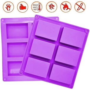 Molde De Silicona Para Jabon Rectangular 6 Divisiones Color Morado