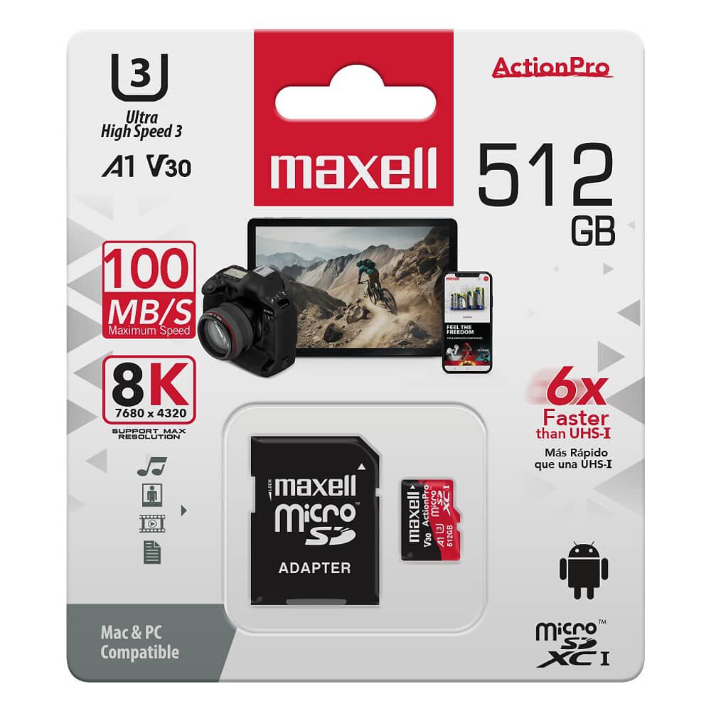 Tarjeta Microsd Maxell 512gb Uh-3 8k A1 100mb/s image number 1.0