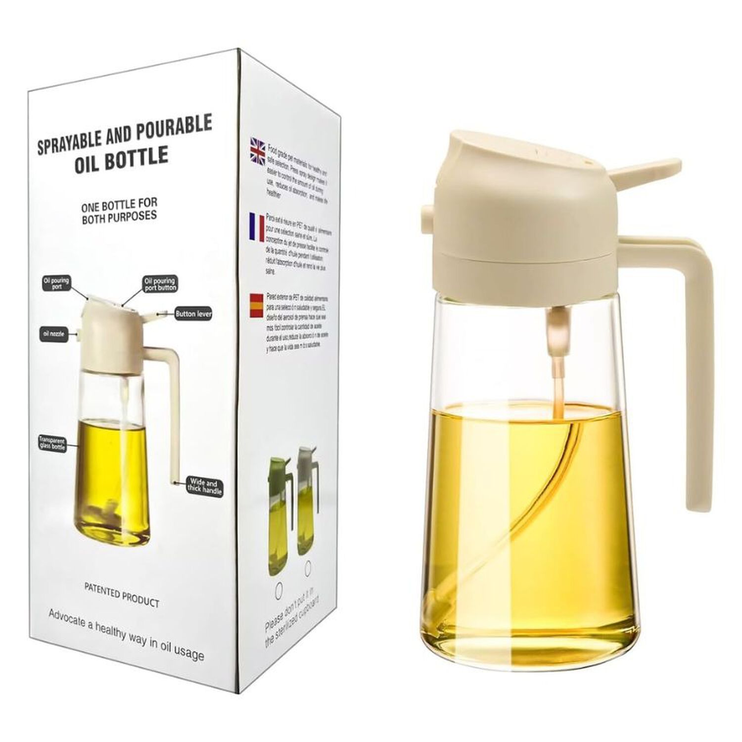 Dispensador Y Pulverizador De Aceite 2 En 1 Blanco 470 Ml image number 2.0