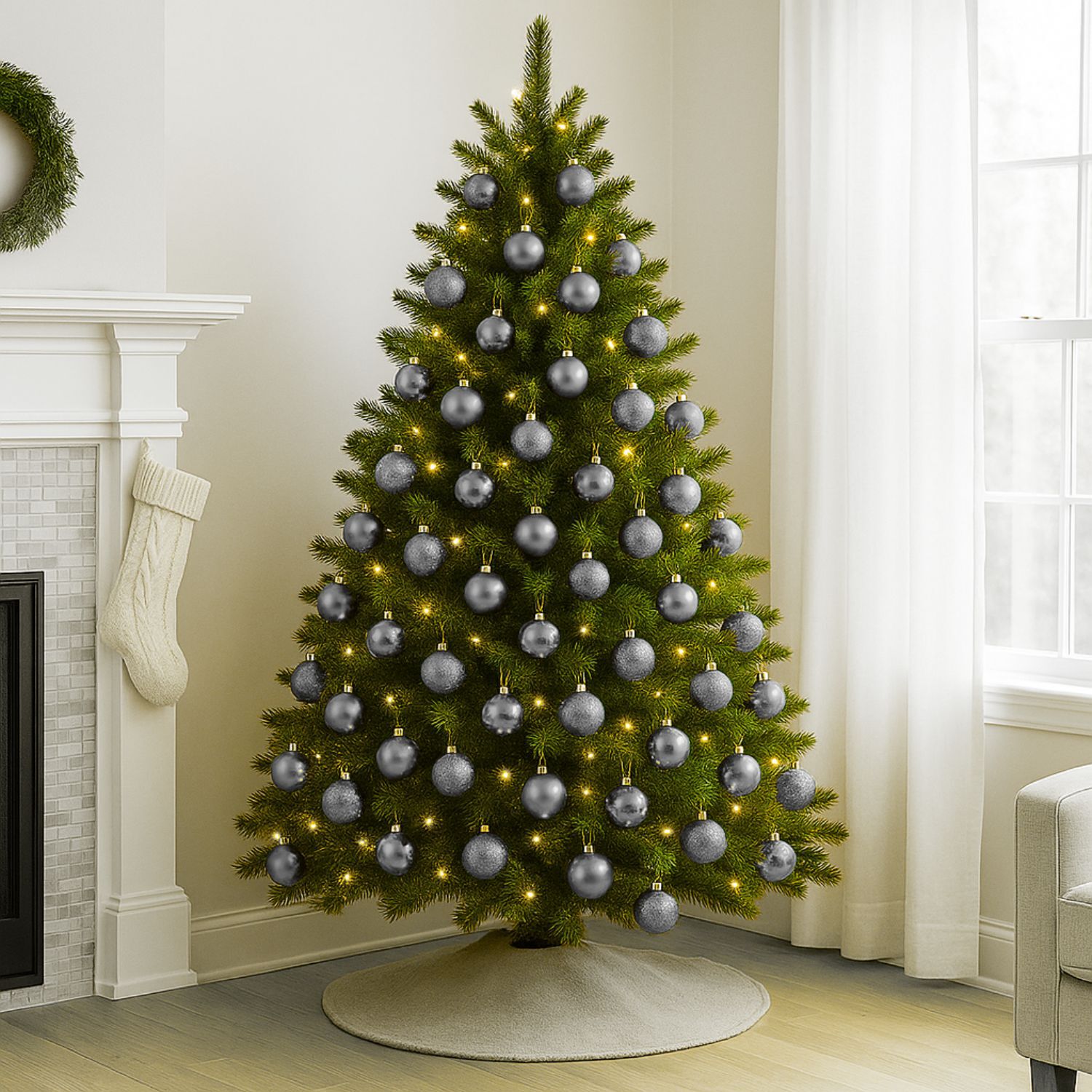 24 Esferas Navide&ntilde;as Bambalinas 6 Cm Plateado Decoracion image number 2.0