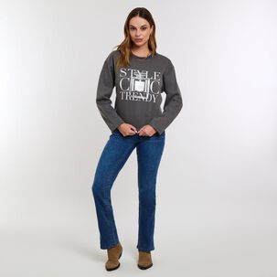 Poler&oacute;n Estampado Aplicaci&oacute;n Folia Y Strass Cuello Redondo Mujer Kimera