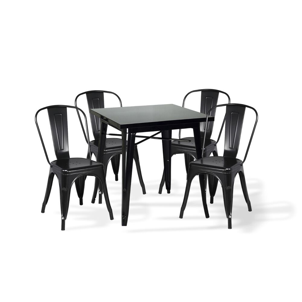 Comedor Mesa Tolix 80x80cm + 4 Sillas Tolix Negras image number 0.0