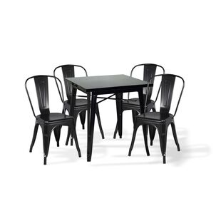 Comedor Mesa Tolix 80x80cm + 4 Sillas Tolix Negras