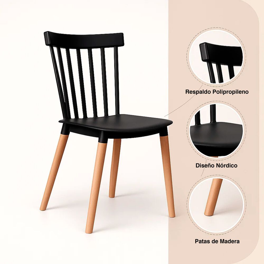 Pack De 2 Sillas Windsor Negras image number 4.0