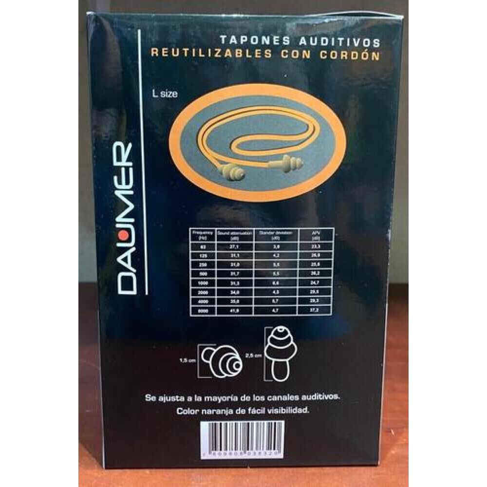 Tapon Auditivo Daumer Reutilizable (caja 100 Und) Con Cordon image number 3.0