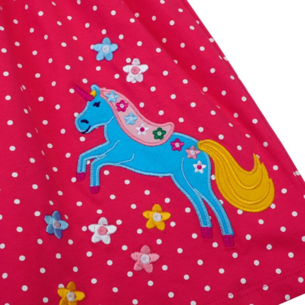 Vestido Manga Corta Niña Estampado Unicornio 2 A 7 Años image number 3.0