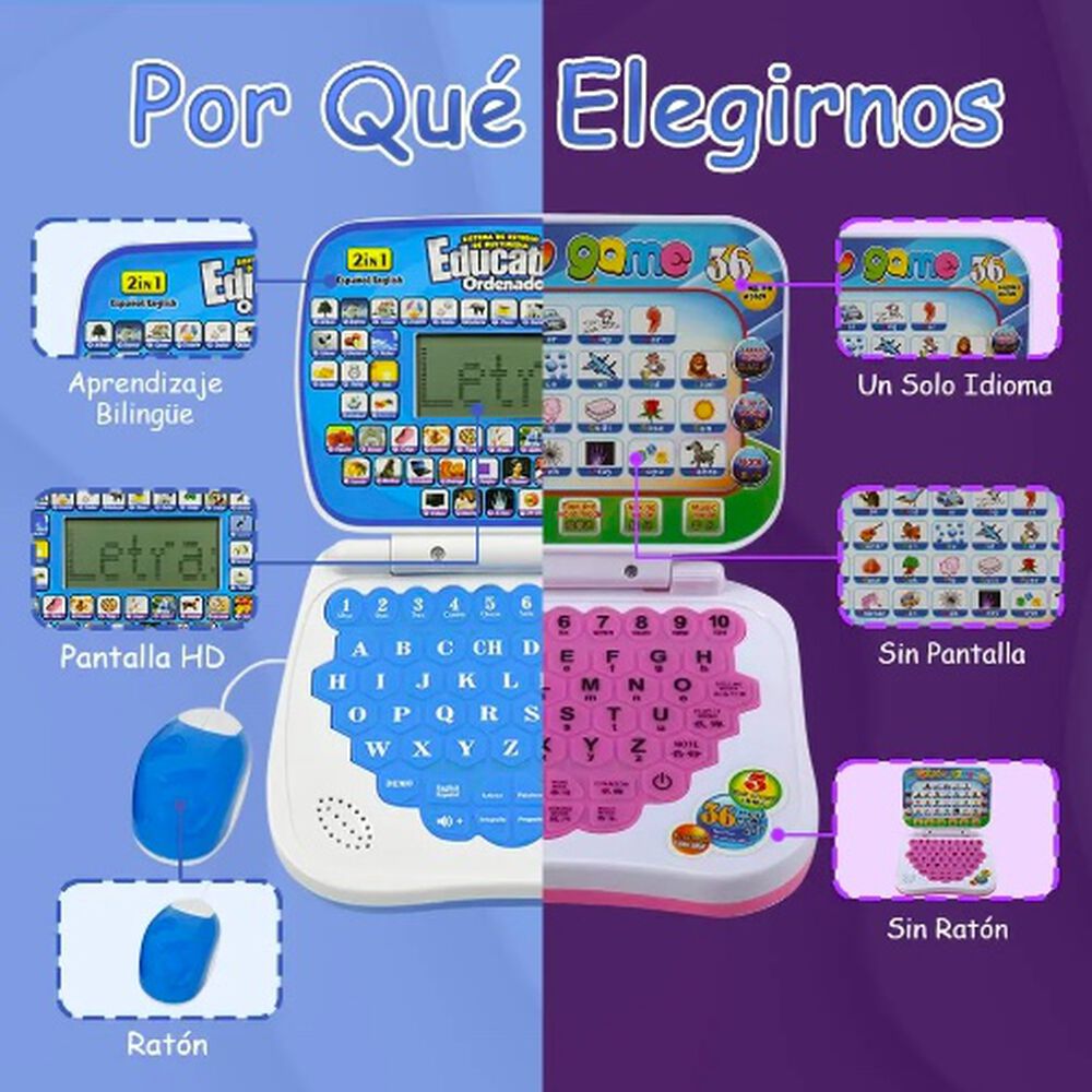 Computador Did&aacute;ctico Interactivo Para Ni&ntilde;os Espa&ntilde;ol-ingles Azul image number 5.0