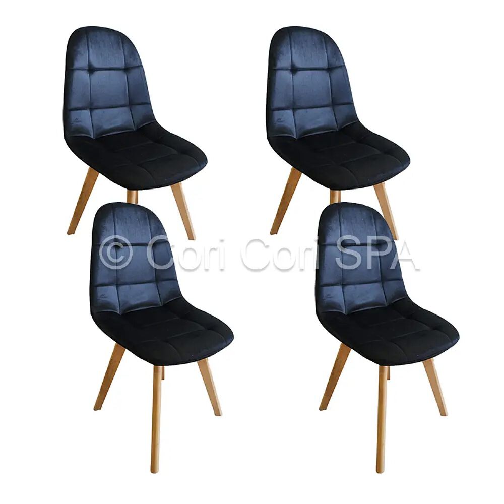 Pack 4 Sillas Capitonne Velvet Negro image number 0.0