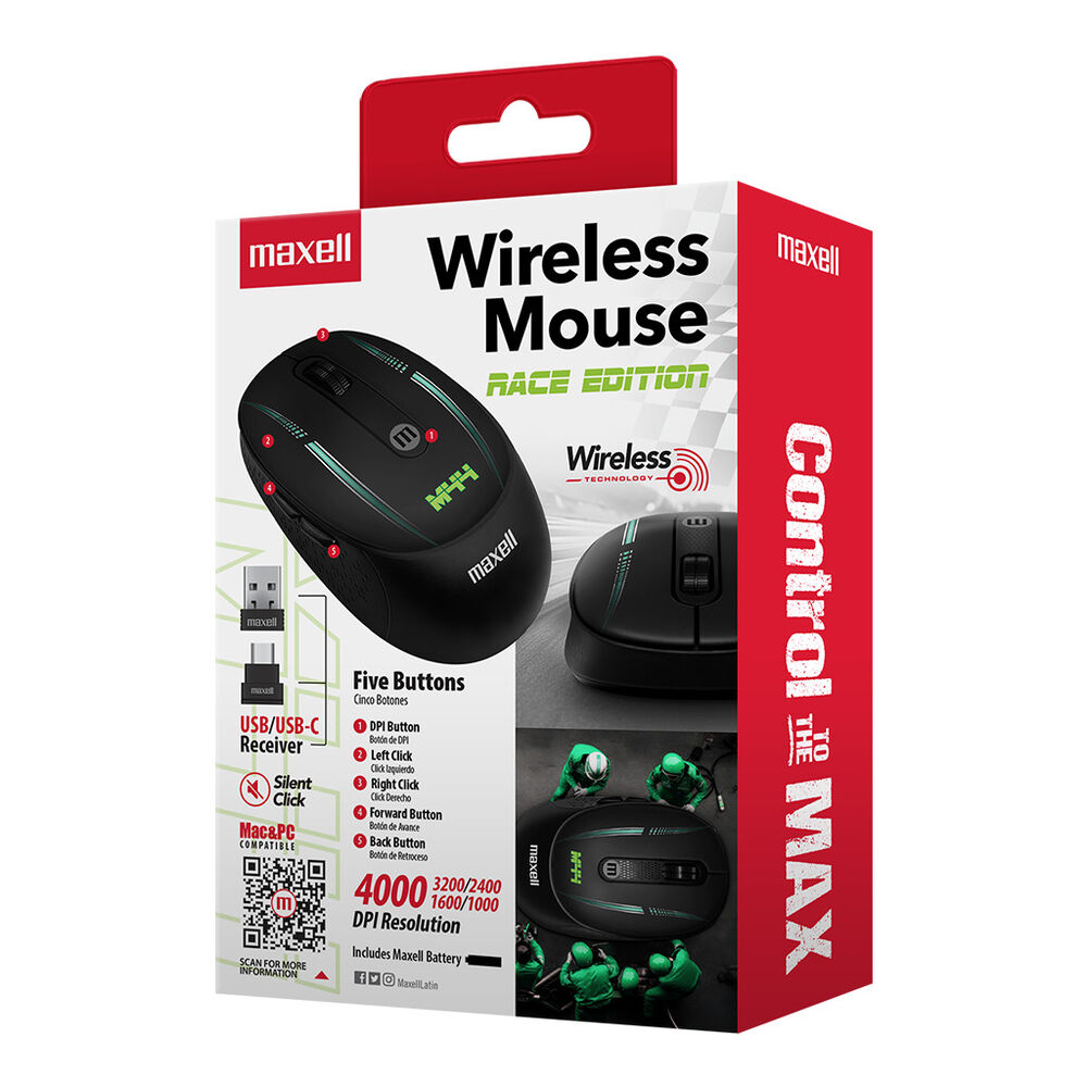 Mouse Inalámbrico Maxell Diseño Race 4000dpi Usb/usb-c M44 image number 3.0