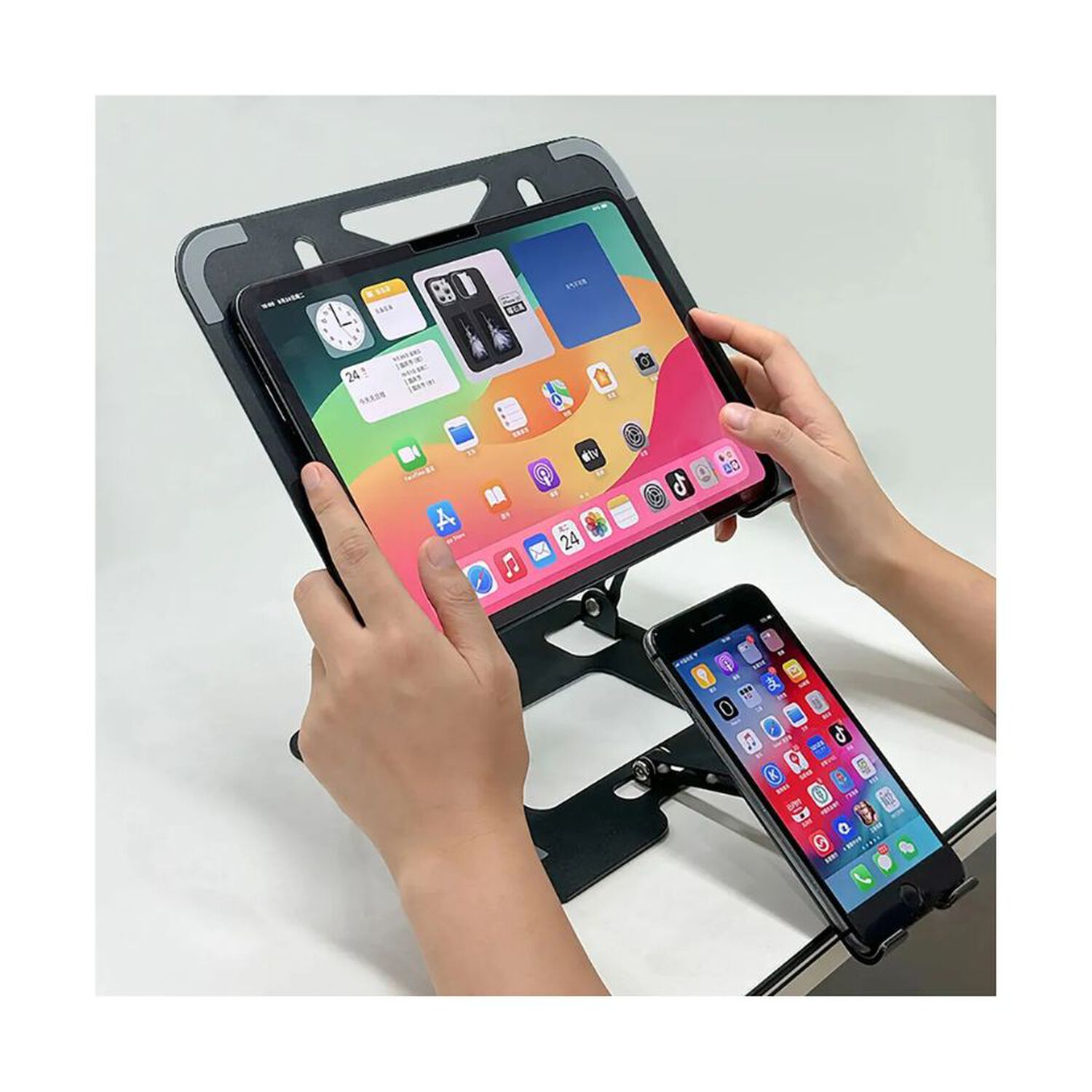 Soporte Ergon&oacute;mico De Aluminio Para Laptop Y Celular 2 En 1 image number 5.0