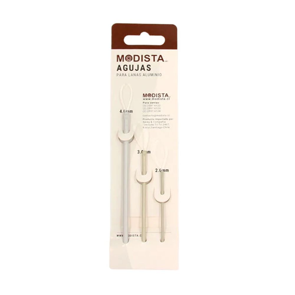 Pack De 3 Agujas Para Lana De Aluminio Modista 2, 3 Y 4mm image number 0.0