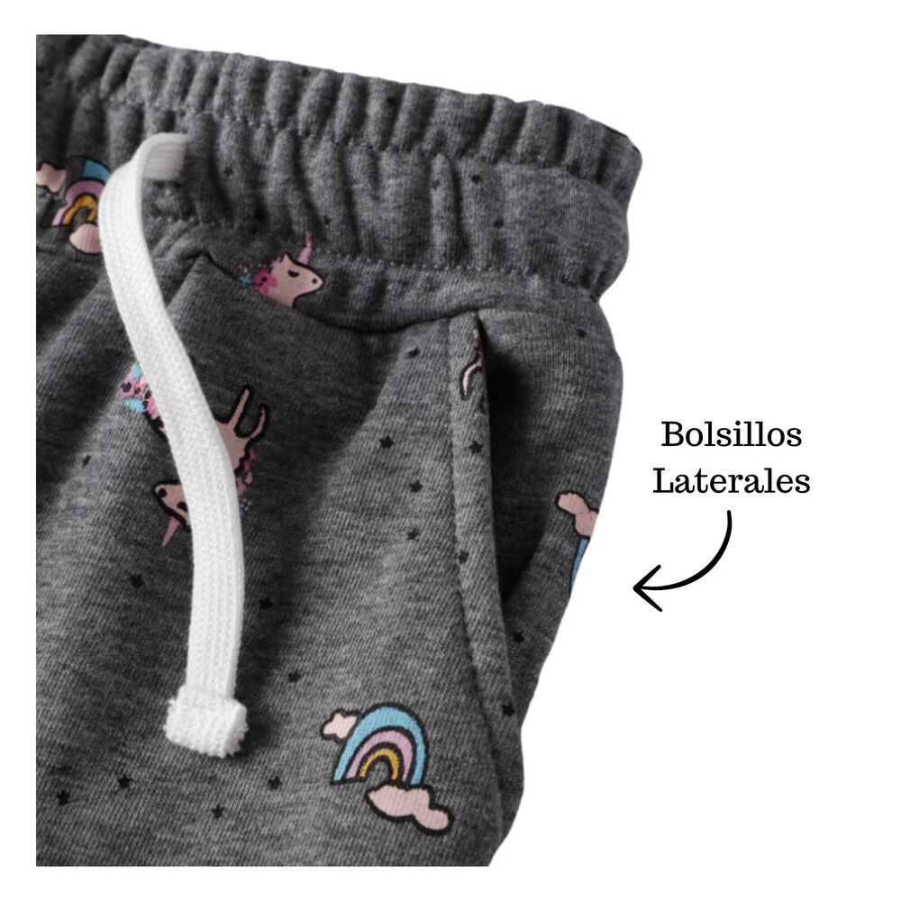 Pantal&oacute;n Buzo Ni&ntilde;a 100% Algod&oacute;n Azul Oscuro Unicornios Y Arcoiris image number 2.0