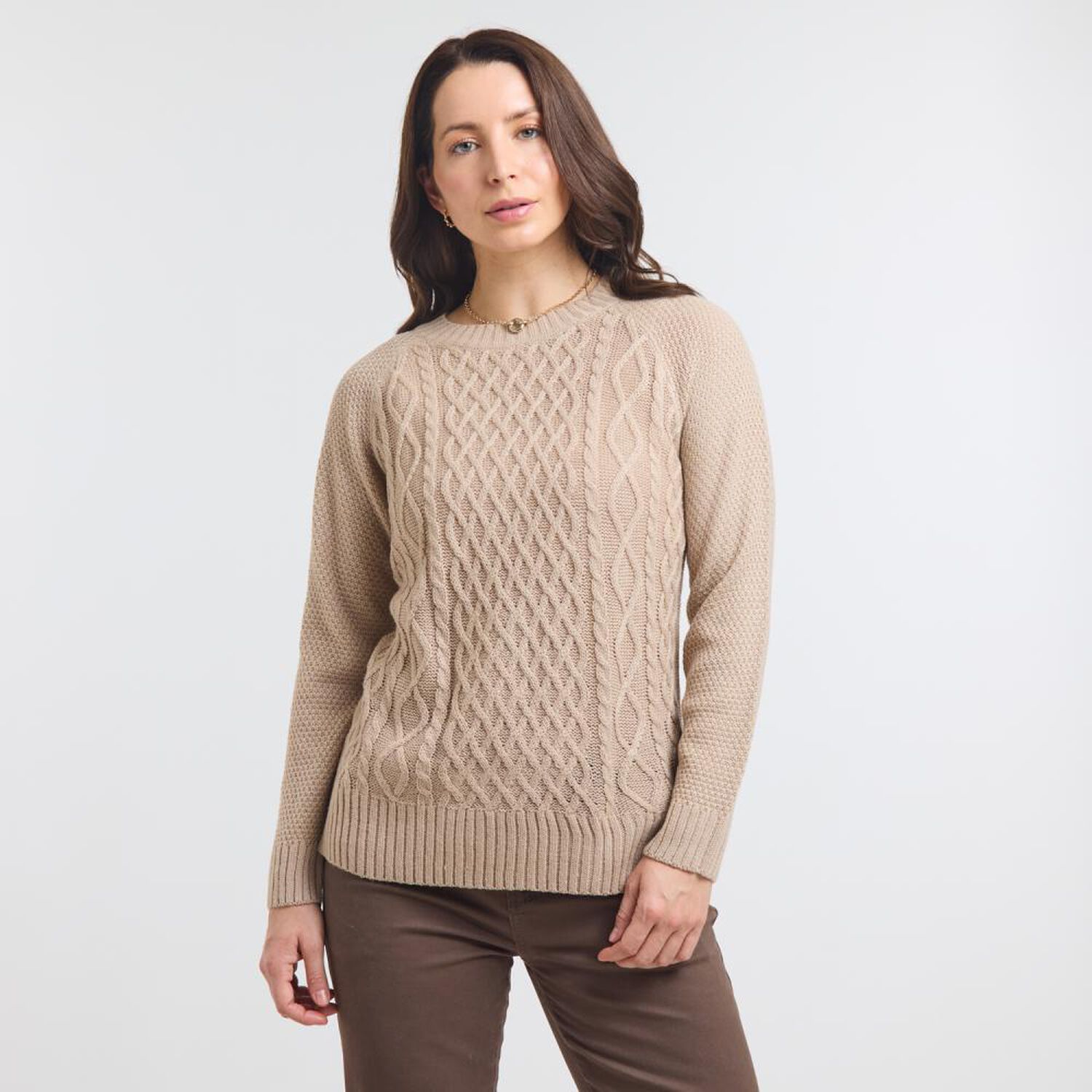 Sweater Trenzado Manga Larga Cuello Redondo Mujer Geeps image number 0.0