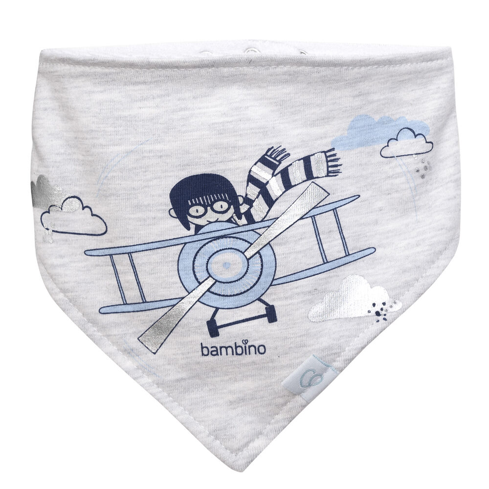 Set 2 Babero Bandana Gris Avion Niño image number 2.0