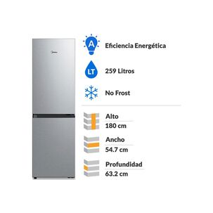 Refrigerador Bottom Freezer Midea MDRB379FGF50 / No Frost / 259 Litros / A