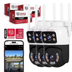 Pack X3 C&aacute;mara De Seguridad 2.4g Zeker Doble 4mp Impermeable