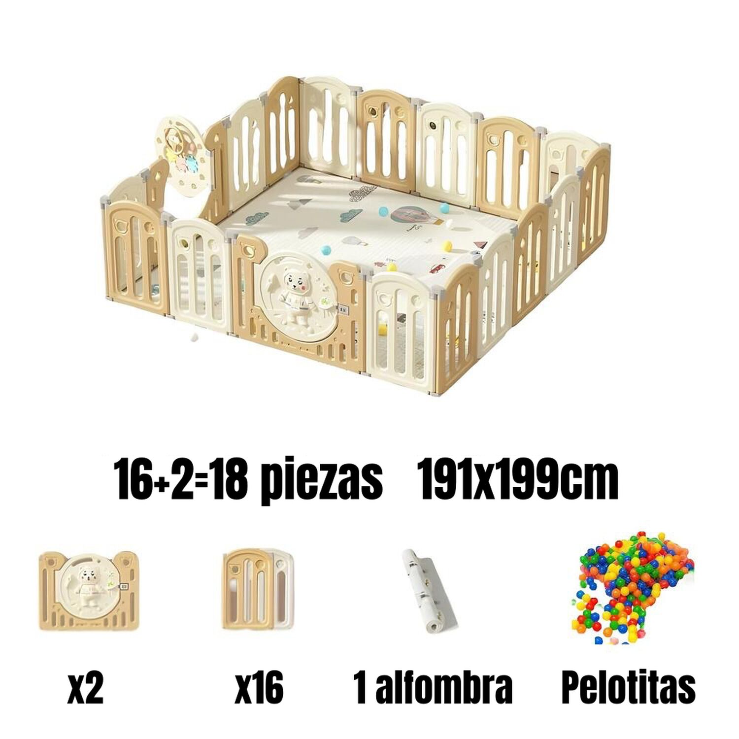 Corral Beb&eacute; 191x199cm Con Accesorios Lubabycas image number 6.0