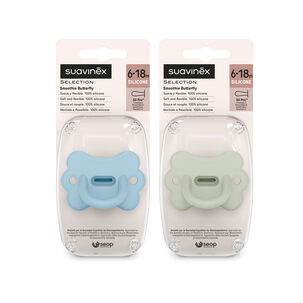 Pack Chupetes Todosilicona Fisiol&oacute;gico 6/18m Butterfly Azul/verde