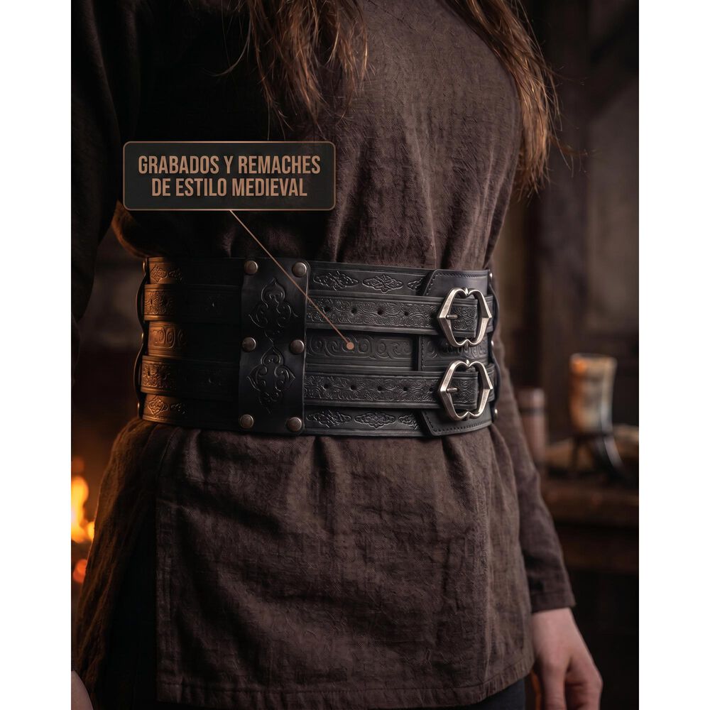 Cinturon Vikingo Medieval De Cuero Pu Accesorio Cosplay image number 17.0