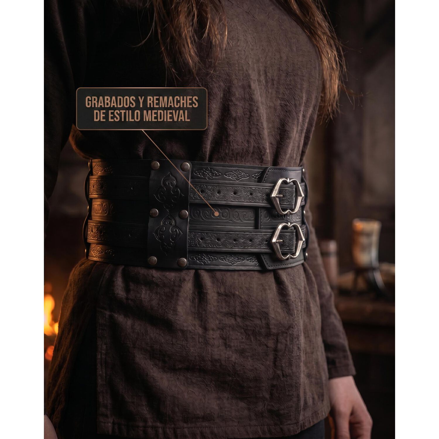 Cinturon Vikingo Medieval De Cuero Pu Accesorio Cosplay image number 17.0