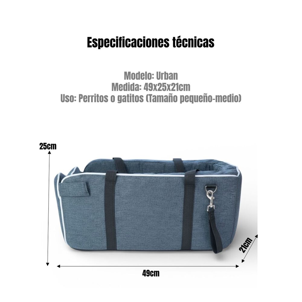 Bolso De Asiento Mascotas Portatil Transportador 2 En 1 Azul image number 3.0