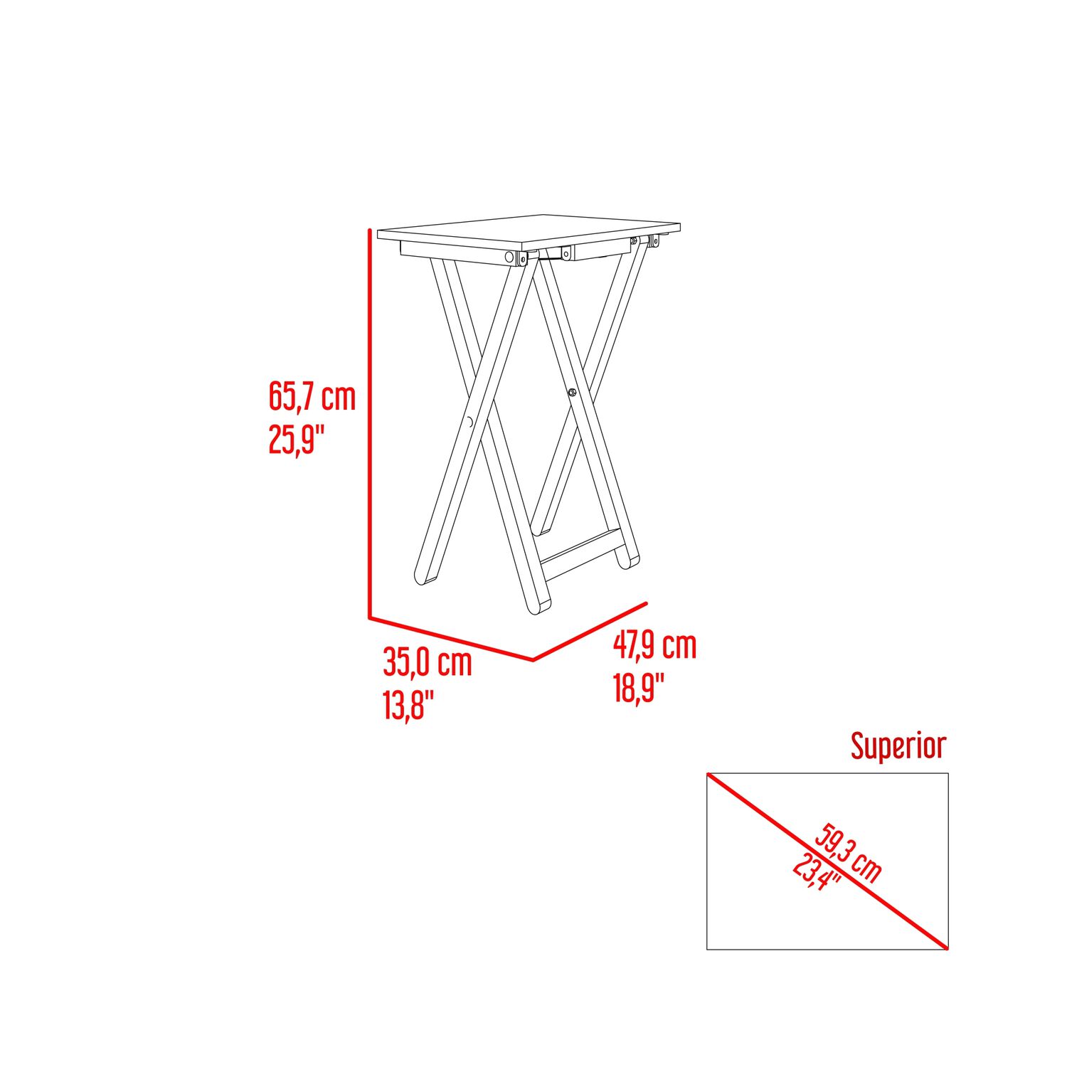 Mesa Plegable 65,7x47,9x35 Cm Cafe Claro image number 8.0