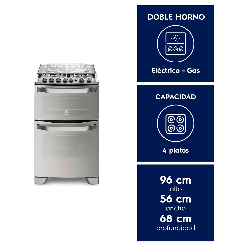 Cocina A Gas 4 Platos Doble Horno Triple Llama 56dxa Inox image number 1.0