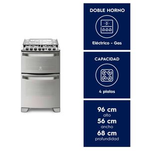 Cocina A Gas 4 Platos Doble Horno Triple Llama 56dxa Inox