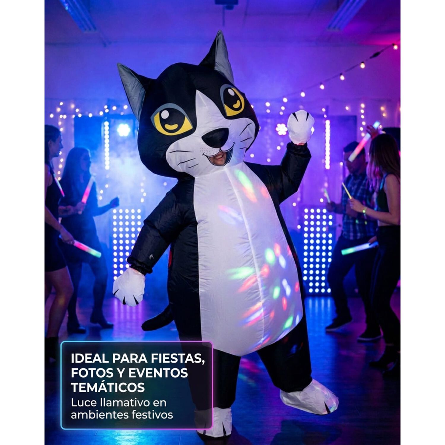 Disfraz Inflable De Gato Adulto Completo Halloween image number 4.0