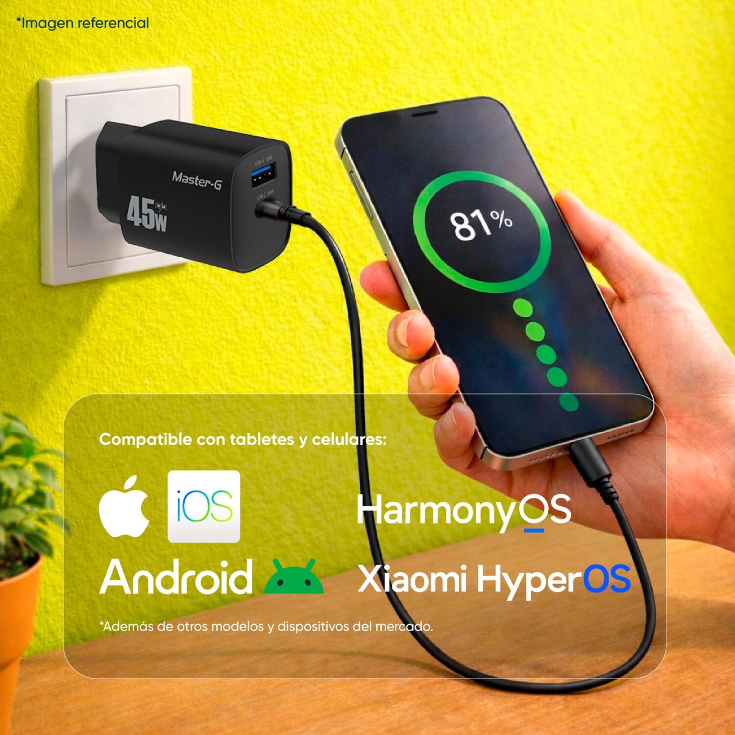 Cargador Port&aacute;til Carga R&aacute;pida 45w + Cable Usb-c Master-g image number 3.0