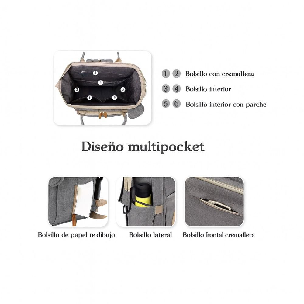 Mochila 3 En 1 Pañalera Cuna Y Mudador Portátil Para Bebés image number 5.0