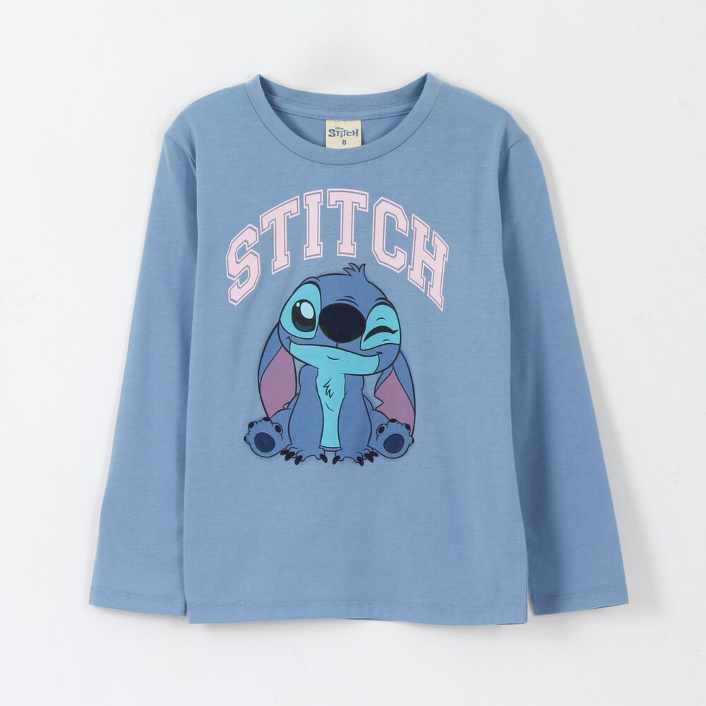 Polera Manga Larga Ni&ntilde;a Gui&ntilde;o Lilo & Stitch Azul Disney image number 0.0