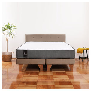 Cama Europea Zen Best Tela Velvet Beige 2 Plazas + Respaldo