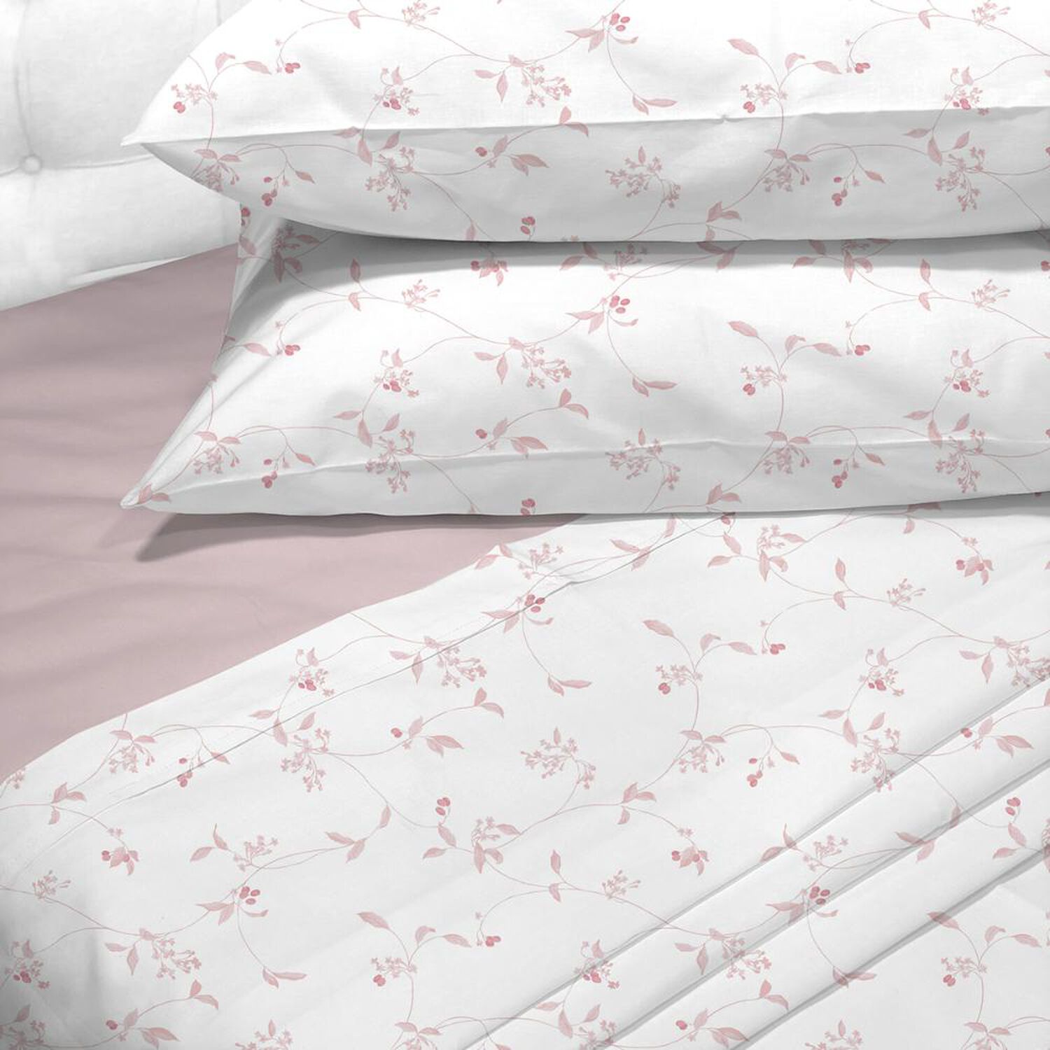 Sabanas Andes 180 Hilos Estampada Enredadera Rosa 2 Plazas image number 0.0