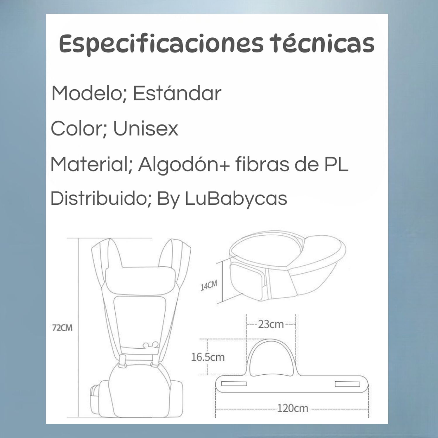 Portabeb&eacute; Ergonomico 6 En 1 Gris By Lubabycas image number 8.0