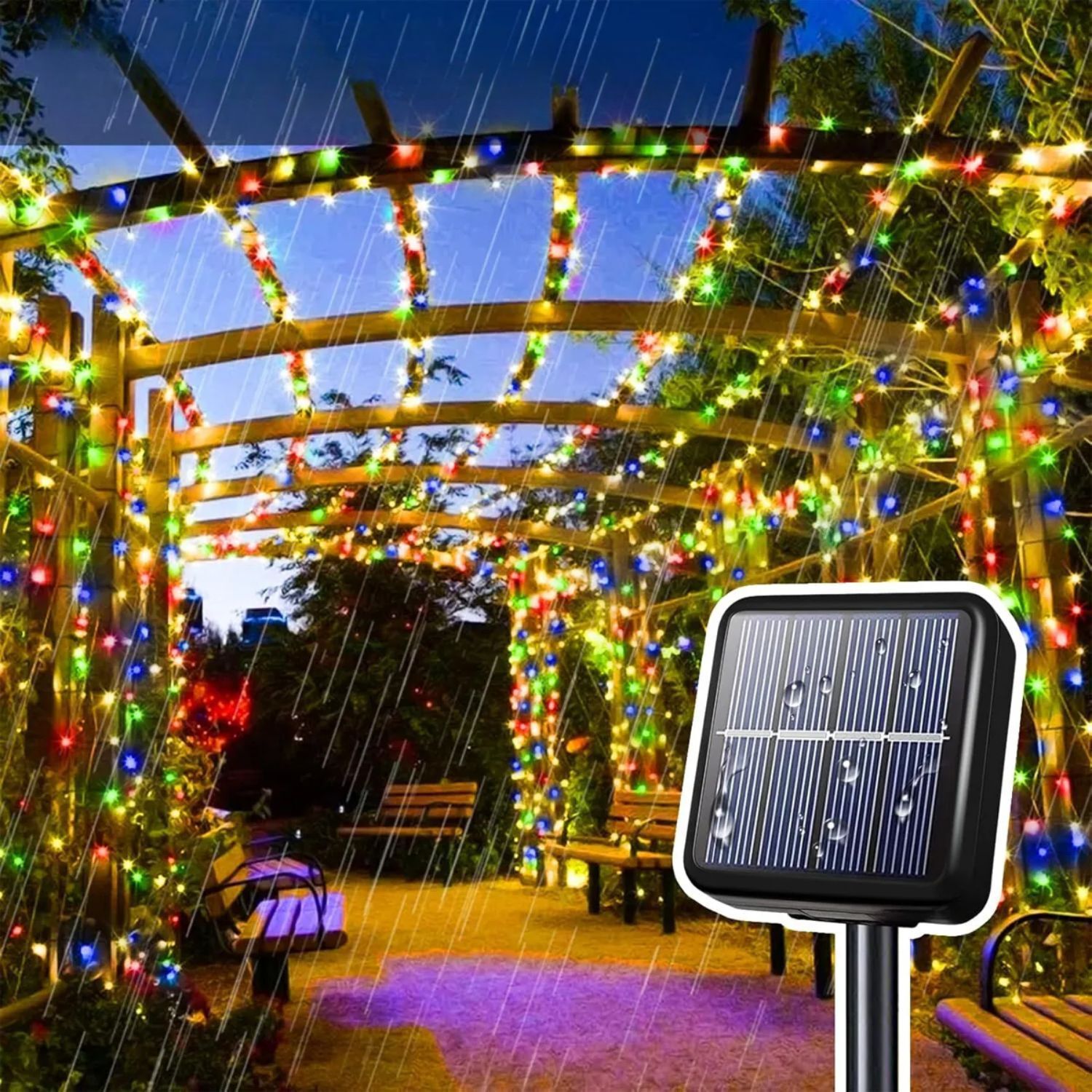 Luces Guirnalda Navidad Solar 200 Led Rgb 20m Decoracion image number 2.0