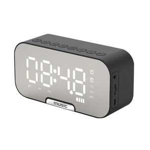 Radio Reloj Despertador Digital Parlante Bluetooth Espejo Negro