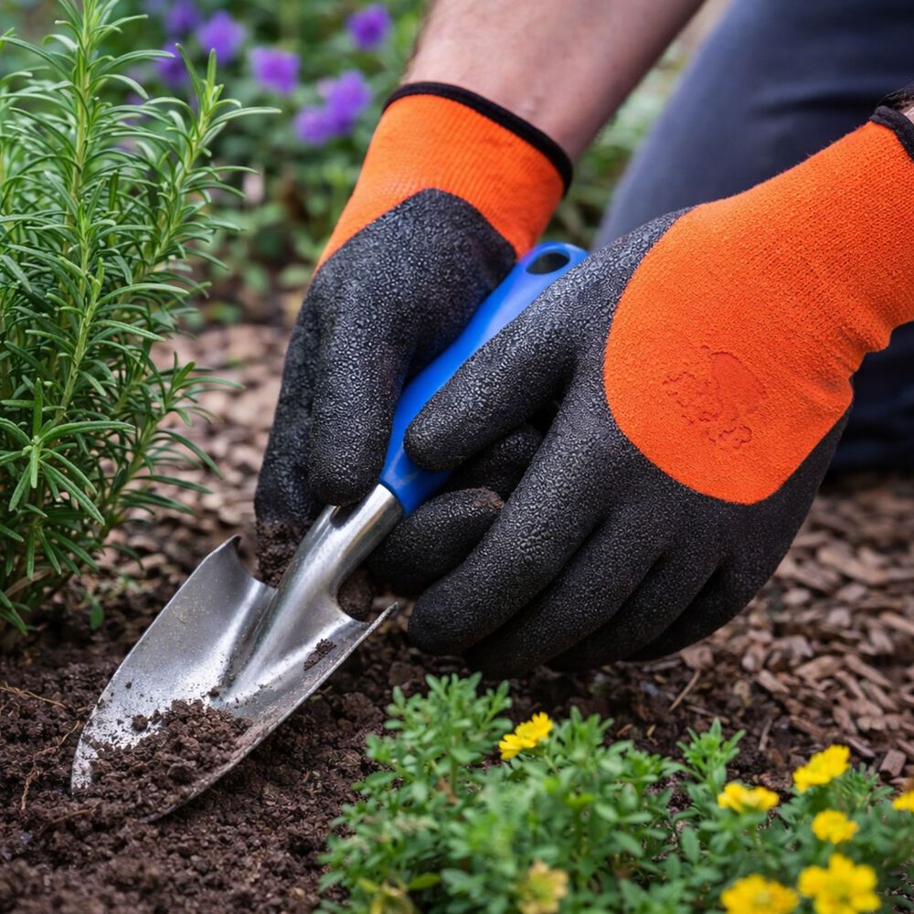 Guante Para Trabajos Jardines Jardineria 24 Cm Naranjo Talla M image number 1.0
