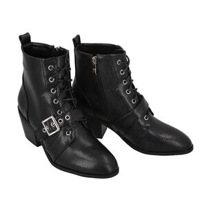 Botin Mujer Negro Taco Medio Lezzard Police