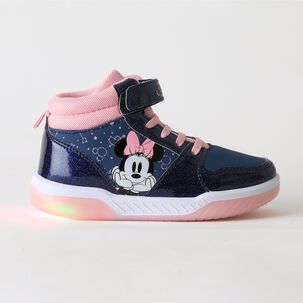 Zapatilla Ca&ntilde;a Alta Ni&ntilde;a Luces Azul Minnie Disney