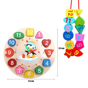 Reloj Didactico Juego Puzzle Encaje De Madera Formas Colores