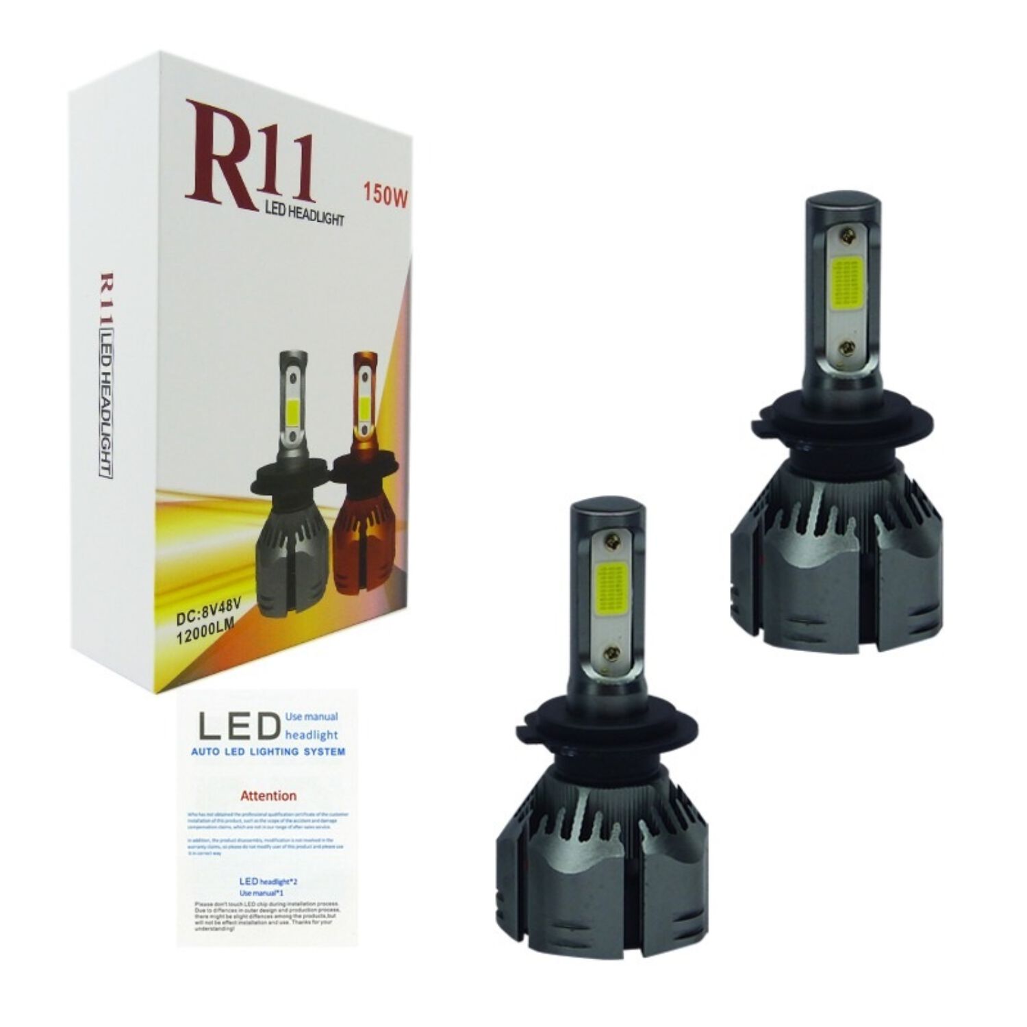 Ampolleta Kit Led H-7 Mod.r-11 150w 12.000lm Blanco Con Ventilador 12/24 Volt Caja image number 0.0